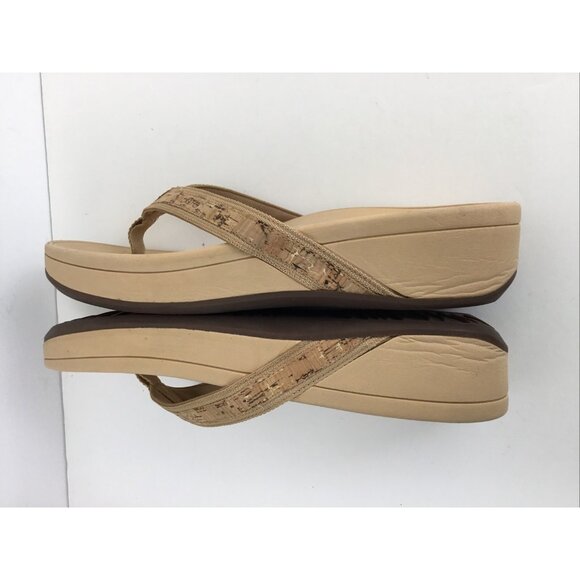 Vionic High Tide Sandals TVW4895 Cork/Gold Wedge Flip Flops Size 11W Wide - Picture 8 of 10